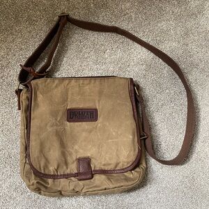 DULUTH TRADING Canvas Leather Oil Cloth Sling Crossbody Messenger Bag